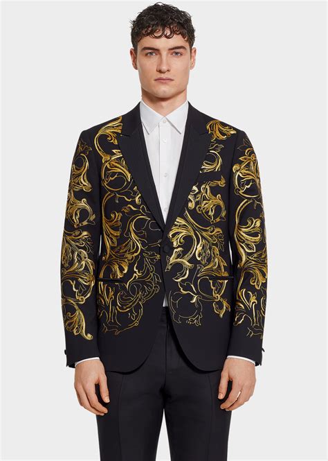 black and gold versace suit|versace blazer.